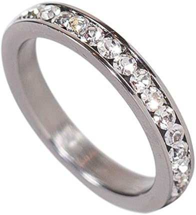 Birthstone Eternity Ring~April~Stainless Steel~Cubic Zirconia CZ Band~Diamond~Clear Crystals~Stackable~Mother's Ring~Children's Ring~Women's Jewelry