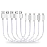 dethinton Short Charging Cables Ultra Slim Connector 5Pack 10inch Nylon Braided Charger Cable USB Cord -Silver