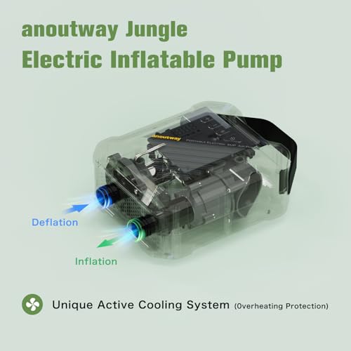 anoutway Paddle Board Pump Electric, 20PSI High Pressure Smart Sup Pump, Rechargeable Battery-Powered, Intelligent Dual Stage Inflation & Deflation, Electric Pump for Paddle Board, Surfing Kite, Tent