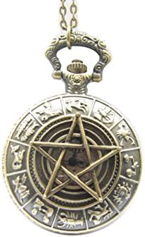 Pentagram Pocket Watch Necklace Supernatural Pentacle Pendant Pocket Watch Jewelry