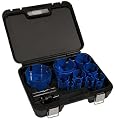 Blue Boar(R) Master Electricians Kit-12 Sizes MEGA Tungsten Carbide 2-1/4" Hole Saws. Cut 10x Faster, 3x Larger, 40x more holes w/cordless drills. For plywood, MDF, Particle board, Hardie board.