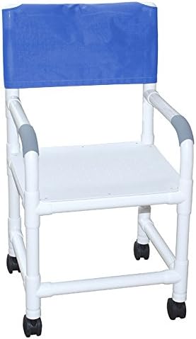 MJM International118-3TW-F Standard Shower Chair with Flat Stock Seat, 300 oz Capacity, 40.5" Height x 22" Width x 25.25" Depth, Royal Blue/Forest Green/Mauve