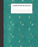 Composition Notebook: Turquoise And Faux Gold Peacock Bird Pattern College Ruled Notebook Lined School Journal