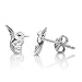 925 Sterling Silver Tiny Little Flying Hummingbird Bird Lovers Post Stud Earrings 7x9 mm