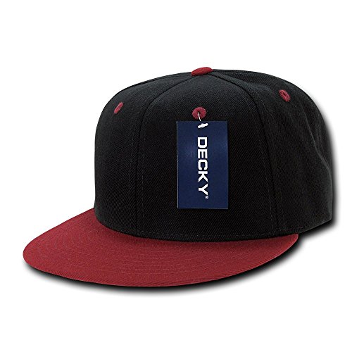 DECKY 2Tone Flat Bill Snapbacks, Black Cardinal