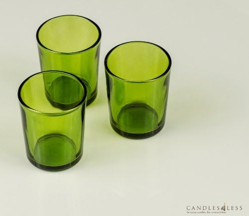 Candles4Less - Green Glass Votive Candle Holders (Set of 72), Green Colored Glass Votive Holders perfect for Weddings and any Events