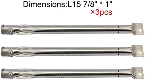 Hotsizz 14051 (3-pack) Universal Stainless Steel Burner Replacement for BBQ Gas Grill Brinkmann, Charmglow , Charmglo, Uniflame Model Grills and C