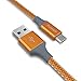 IMKEY Premium 10 Feet Tangle-Free Braided Micro USB 2.0 Sync Data Fast Charging Cable For Samsung Galaxy S7/ S6 / Edge, S4/ S3/ Note 5 / 4 / 2,Google Nexus,LG,Nokia,Blackberry And More - (Orange)