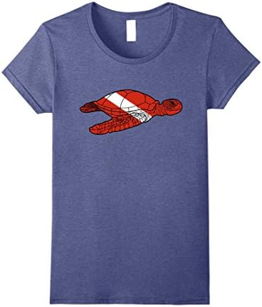 Womens Sea Turtle Diver Down Flag T-Shirt Scuba Diving Flag Tee Large Heather Blue