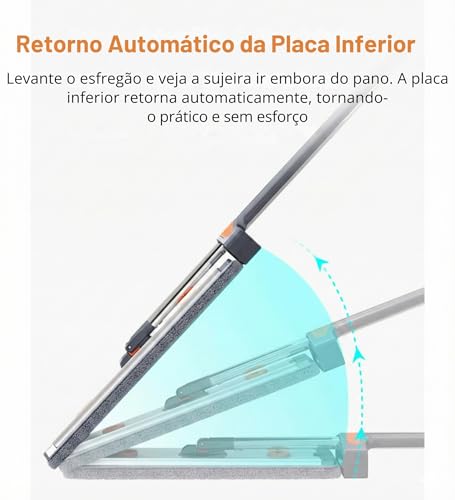 Esfregão Grande, Rodo Grande, Mop Mágico Limpeza, 360 Graus, Limpeza Fácil, 4 Panos de Microfibra
