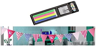 ADELEWAYS Party Decoration Supplies Flags Banner 2 Meters Long + Free 12 pcs Long Cake Candles