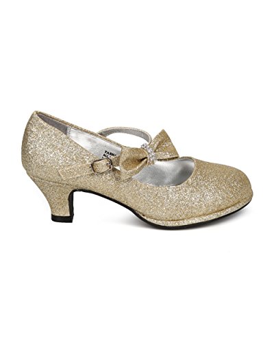 image for Little Angel Tasha-685E Glitter Bow Mary Jane Pump (Toddler/Little Gir