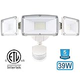 Amico 39W 3 Head LED Security-Lights Motion Outdoor, Motion Sensor Light Outdoor, 3500 Lumens 6000k Waterproof IP65 ETL, Motion-Sensor-Flood Light Exterior Security Light led