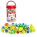 Kiddie Play 200 Glass Marbles for Kids Bulk Including 6 Shooters in Reusable Storage Box