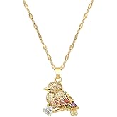 Colorful Rhinestone Feather Wings Bird Pendant Necklace for Women Men Gold Plated Shiny Cubic Zirconia Hummingbird Charm Adjustable Chain Choker Clavicle Rainbow Crystal Statement Trendy Jewelry