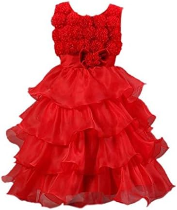 Dahanyi Elegant Baby Child Girls Wedding Bridesmaid Ball Gown Party Formal Tulle Dres... Red6-7 Years fashion