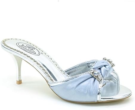 Brieten Women's Rhinestone Mid Heel Slide Sandals Sexy Shoes