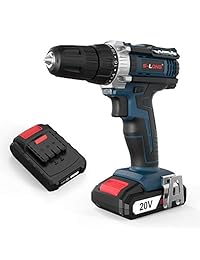 S-LONG - Taladro inalámbrico de 20 V 3 8 pulgadas con dos baterías de iones de litio de 1,5 Ah y kit de cargador rápido 2 velocidades Max Torque 310 en libras 18 + 1 posición con LED