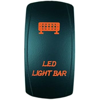 QUNQI STAR 5 pin Laser Backlit Rocker Switch LED LIGHT BAR 20A 12V On/off LED Light Toggle Switch (Orange)