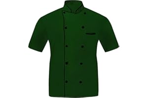 TROZ Unisex for Chef Jacket Short Sleeve,Food Service, Caterers, Bakers(Color : Black Multi contrast piping, Size : S-6XLarge)