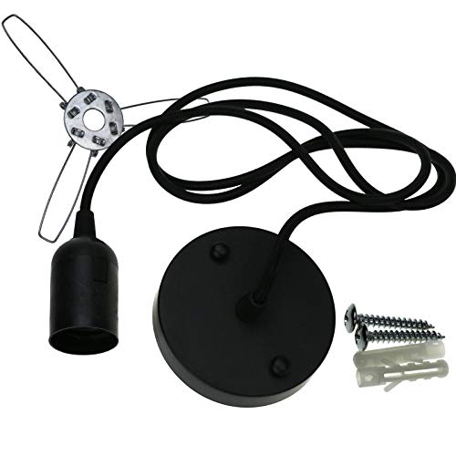 Ceiling Pendant Light Lantern Fixture Kit Retro Hanging Lamp Fixing Nut 60-inch Cord Edison E27 Bulb Socket Holder (Black)