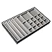 JackCubeDesign 21 Compartments Stackable Synthetic Leather Jewelry Tray Earring Necklace Bracelet Ring Organizer Display Storage Box(Set of 1, Black, 16 x 9.6 x 1.6 inches)- :MK212-1C