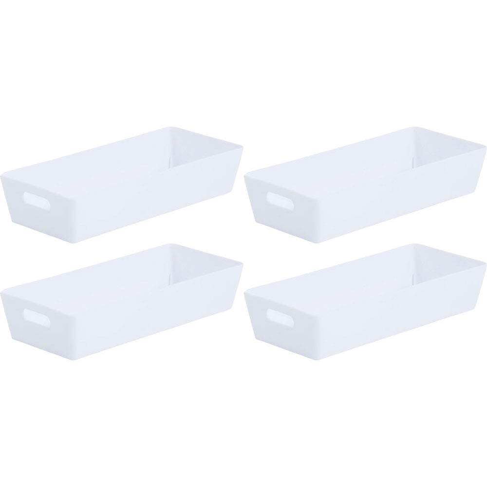Wham Versatile Plastic Rectangular Studio Basket 2.01 (White, 4 Baskets)