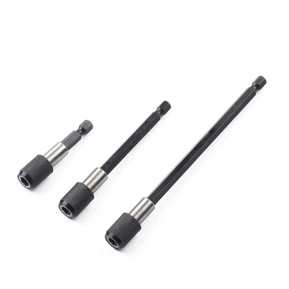 Fongmore 3 Pcs 60mm 100mm 150mm 1/4 Inch Hex Shank Magnetic Extension Chuck Adapter Quick Release Bar Socket Screwdriver Bit Holder