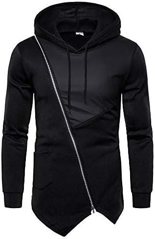 SALEBLOUSE Men's Hoodies Long Sleeve Patchwork Hoodie Hooded Warm Zipper Sweatshirt Top Outerwear Mens Pullover Hoodies Tops with Pocket Casual Side Full Zip Hooded Sweatshirts Jacket Top Blouse Coat
