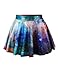 Pink Queen Women Girls Digital Print Stretchy Flared Pleated Casual Mini Skirt (Free Size, Green Cosmos)