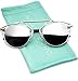 Mirrored Lens Fashion Designer Sunglasses for Women (Clear Frame/Mirror Silver, 50)