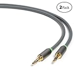 Aurum Cables Male to Male 3.5mm Universal Gold Plated Auxiliary Audio Stereo Cable for iPhone, iPad, iPod, Kindle, Smartphones, Tablets and MP3 Players - 3 Feet - (2 Pack)