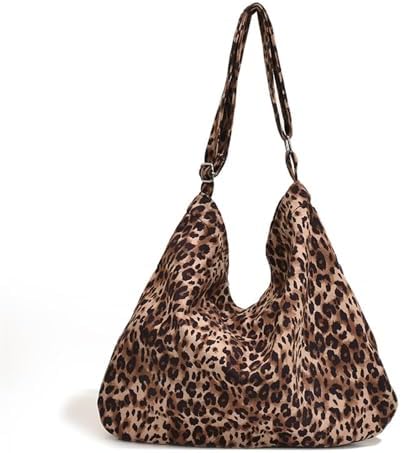 Amazon.com: IDEWO Corduroy Tote Bag Leopard Shoulder Bag Soft