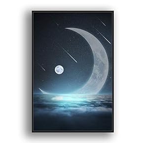 Framed Canvas Wall Art for Living Room, Bedroom Moon with Bright Canvas Prints for Modern Home Decoration Ready to Hang - 16"x24" inches