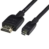 AmazonBasics Flexible and Durable Micro HDMI to HDMI Cable - Supports Ethernet, 3D, 4K HDR and ARC (4K@60Hz, 18Gbps) - 6 Foot, Black