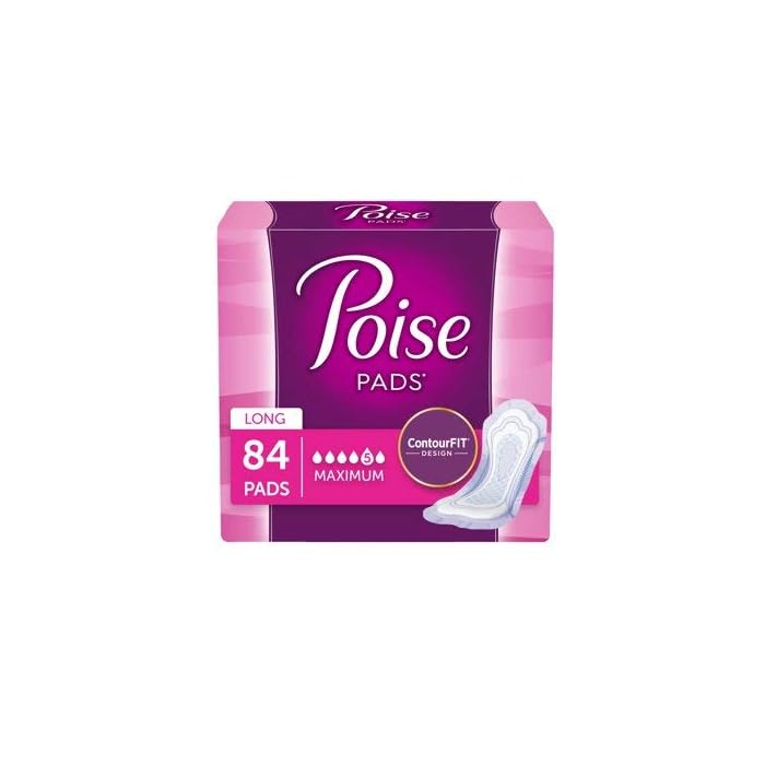 Poise Incontinence Pads, Maximum Absorbency, Long, 12 Count (6 Cases)