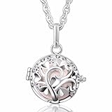 Eudora Harmony Bola Love Tree 20mm Pendant Musical Chime Perfume Necklace 30 Inches Chain,Silver Plated