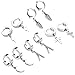 Zysta 5 Pairs Huggie Dangle Earring 18G Cute Sticks Corss Feathers Flash Moon Shape Mini Charms Stainless Steel Hoop Ear Studs