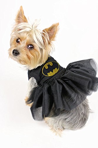 Cute Dog Dresses - Superhero Bat Halloween Black Gold Glitter Tutu Dress Costume For Small Medium Large Dogs Pets