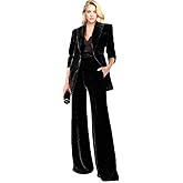 Botong Velvet Womens Pant Suit Double Breasted Women Formal Tuxedos Business Suits for Work Christmas Outfit