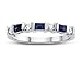3x2mm Created Sapphire and Created White Sapphire Band Ring Sterling Silver Size 6