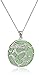 Amazon Collection Rhodium-Plated Sterling Silver Green Jade Large Dragon Pendant Necklace, 18