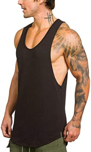KINGJOZEMen's Stringers Bodybuilding Tank Tops Fitness Muscle Workout Sleeveless Shirts Vest