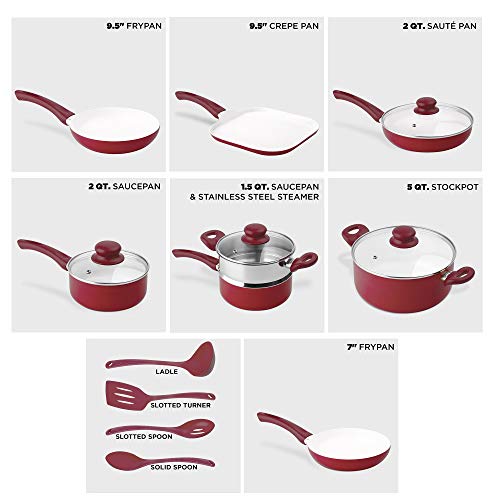 Ivation Ceramic Cookware 16Piece Nonstick Cookware Set with