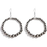 Navajo Pearls Earrings for Women Boho Earrings for Women Vintage Black Pearl Earrings Bohemian Earrings Dangle Earrings Bohemian Western Jewelry Gift