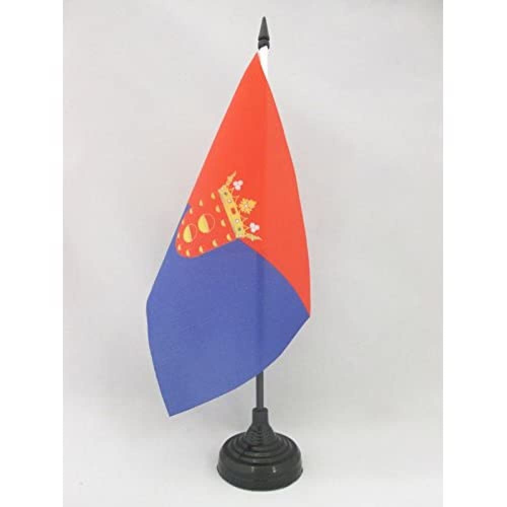 AZ FLAG Lanzarote Table Flag 5'' x 8'' - Lanzarote Office Decoration 100% Polyester 21 x 14 cm - Mini Desk Flag with Pole and Black Plastic Base