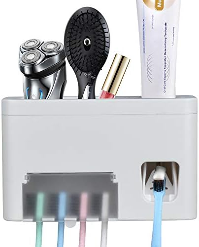 Femery Wall Mounted Toothbrush Holder Toothbrush Anti-dust Cover Toothpaste Squeezer Kit Wall Mounted Bathroom Accessories Storage Set