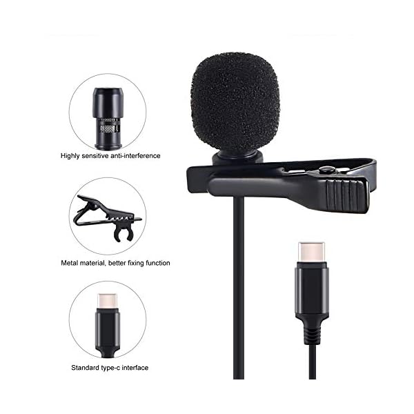 Lavalier Mikrofon, PChero Typ-C Clip on Revers Omnidirektionales Kondensatormikrofon für Smartphone Aufnahme Interview… – Bild 6