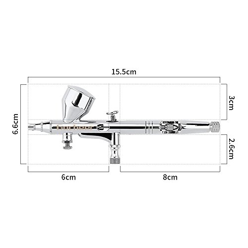 Gocheer High Precision Dual Action Gravity Feed Airbrush with 0.2 0.3 0.5mm Nozzles and 1/8"5.9ft Hose for Art Painting Tattoo Manicure Spray Model Nail Make up + Air Brush Cleaning Repair Tool Kit - Thumbnail 6