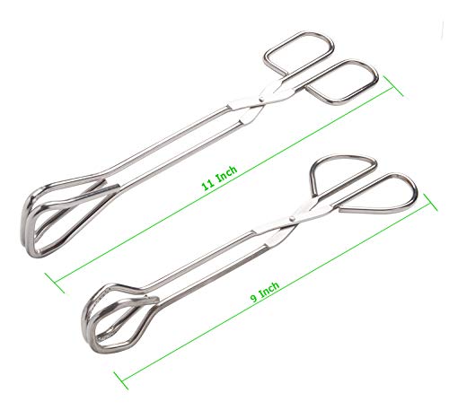 Food Tongs, Hiash Heavy Duty Stainless Steel Kitchen Tongs for BBQ, Barbecue, Cooking, Scissors Tongs 9 Inch & 11 Inch (Set of 2)